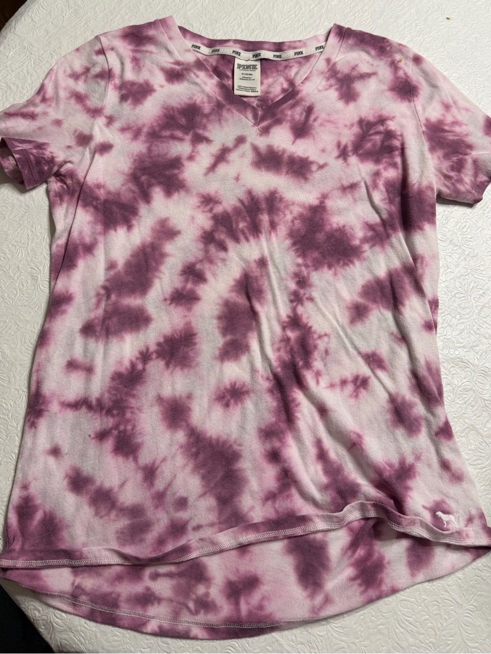 Victoria's Secret Pink Tie-Dye V-Neck Short Sleeve Top